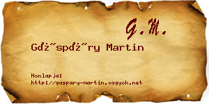 Gáspáry Martin névjegykártya